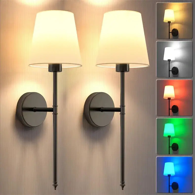 WIRELESS WALL SCONCES (SET OF 2 + 2 BULBS FREE)