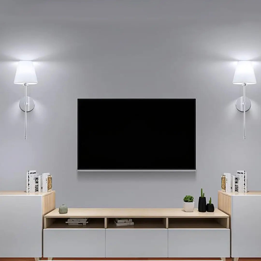 WIRELESS WALL SCONCES (SET OF 2 + 2 BULBS FREE)