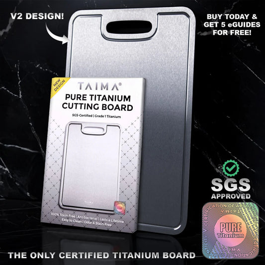 Certified Pure Titanium Cutting Board With V2 Enhancements